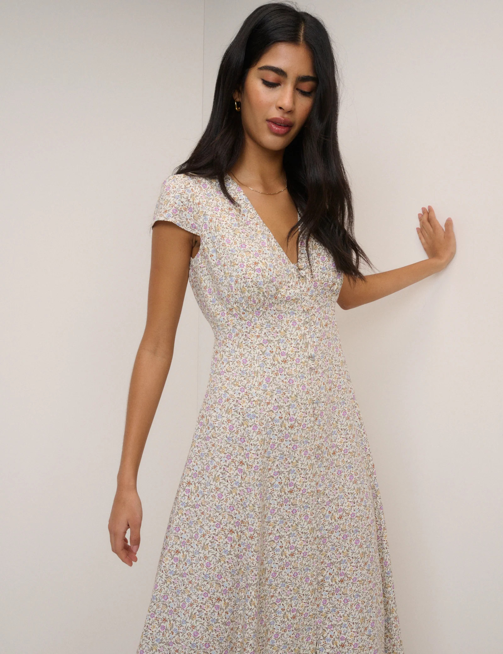 Pink Ditsy Floral Avery Midi Dress - Image 5