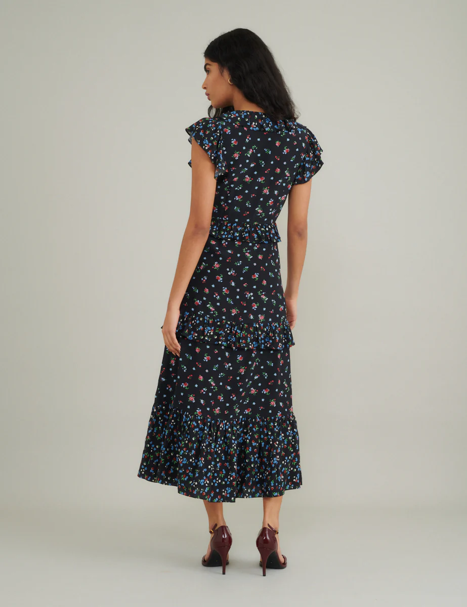 Black Floral Suvi Midi Dress - Image 5
