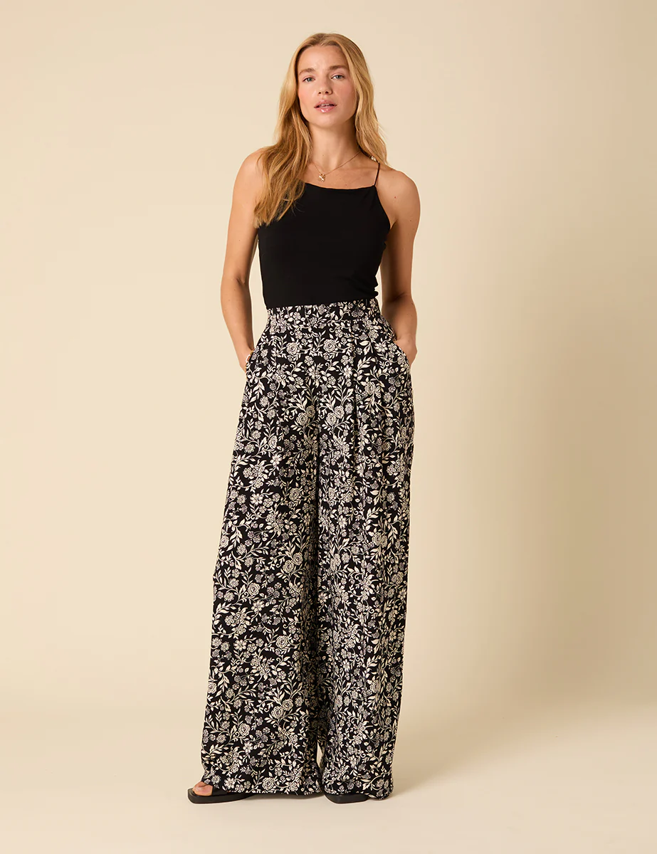 Black Floral Zeena Trousers