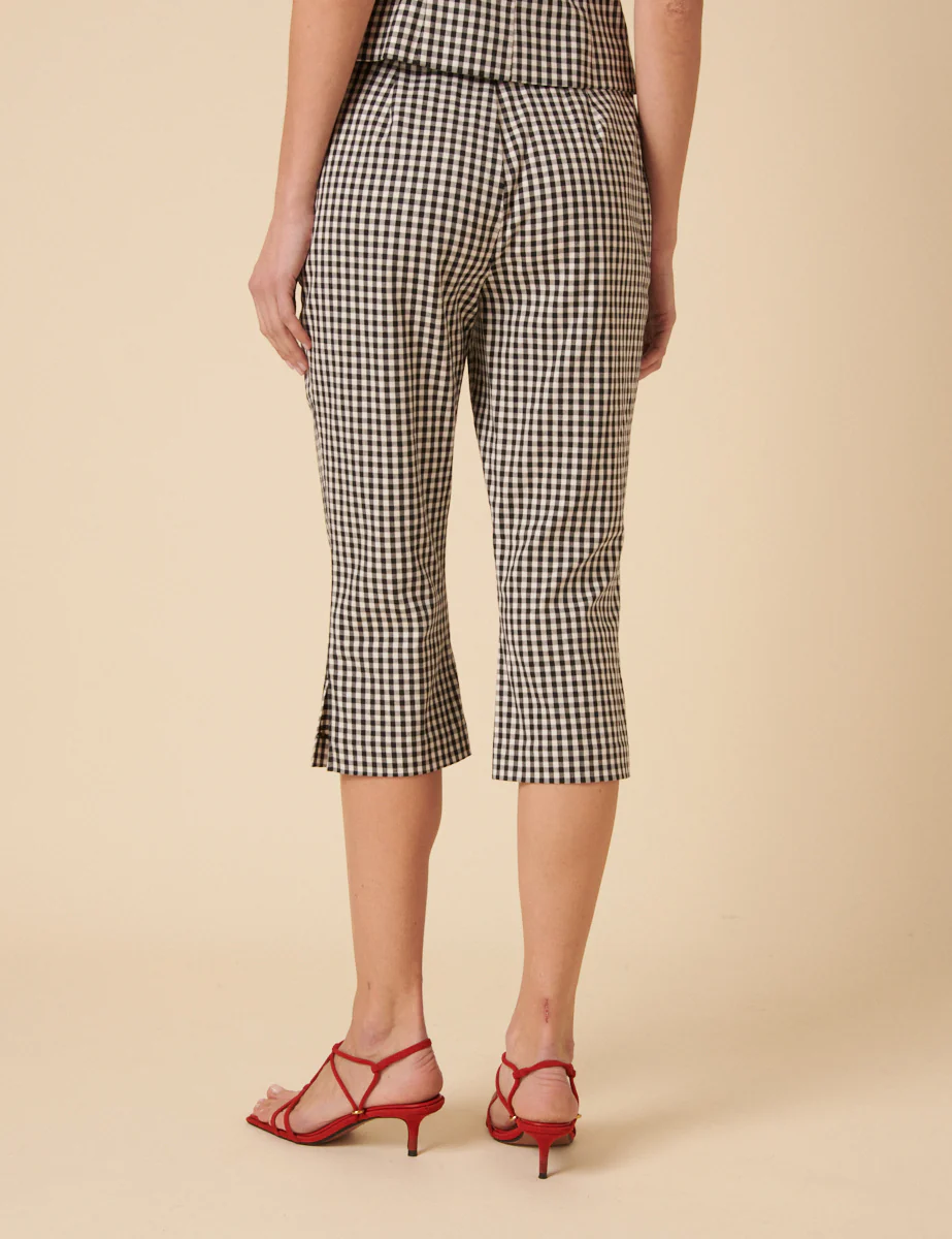 Black Gingham Capri Trousers - Image 4