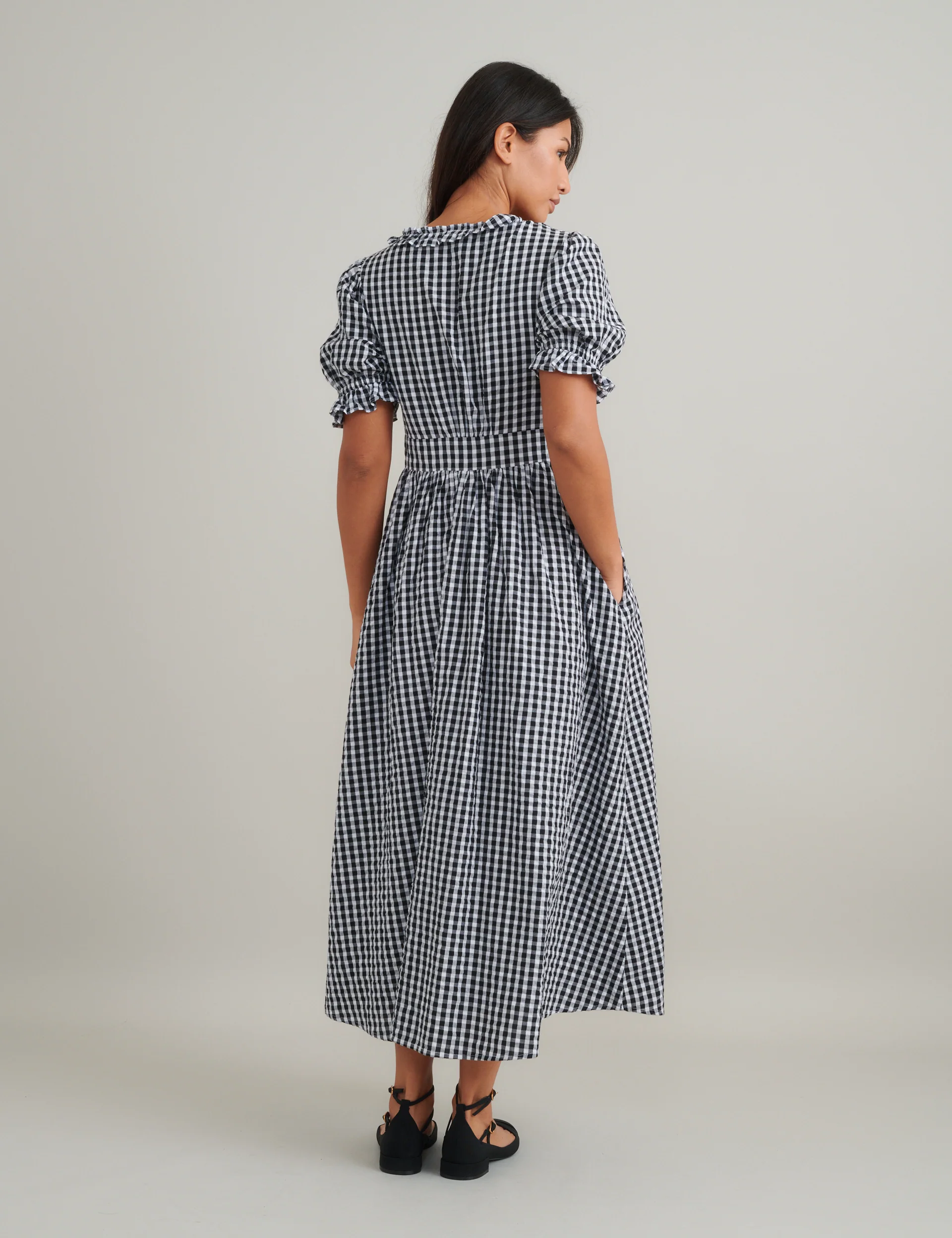 Black Gingham Flossie Midi Dress - Image 4