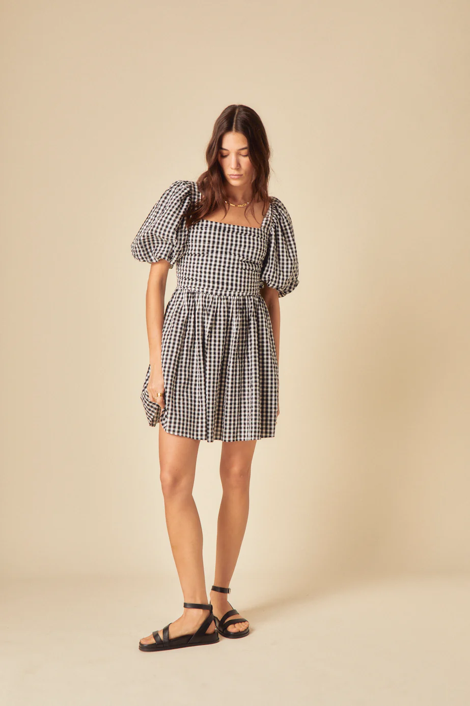 Black Gingham Nova Mini Dress - Image 3