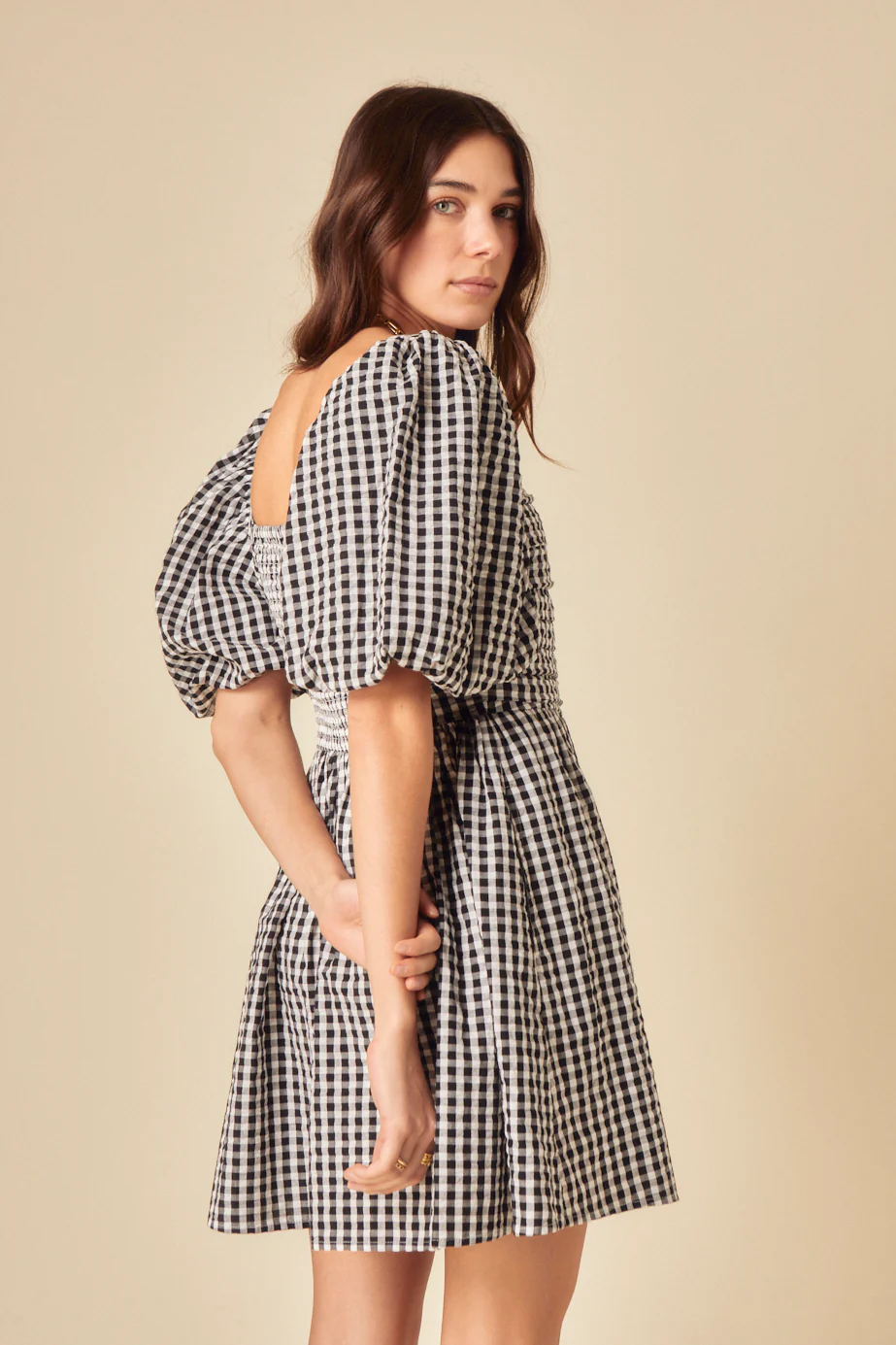 Black Gingham Nova Mini Dress - Image 5