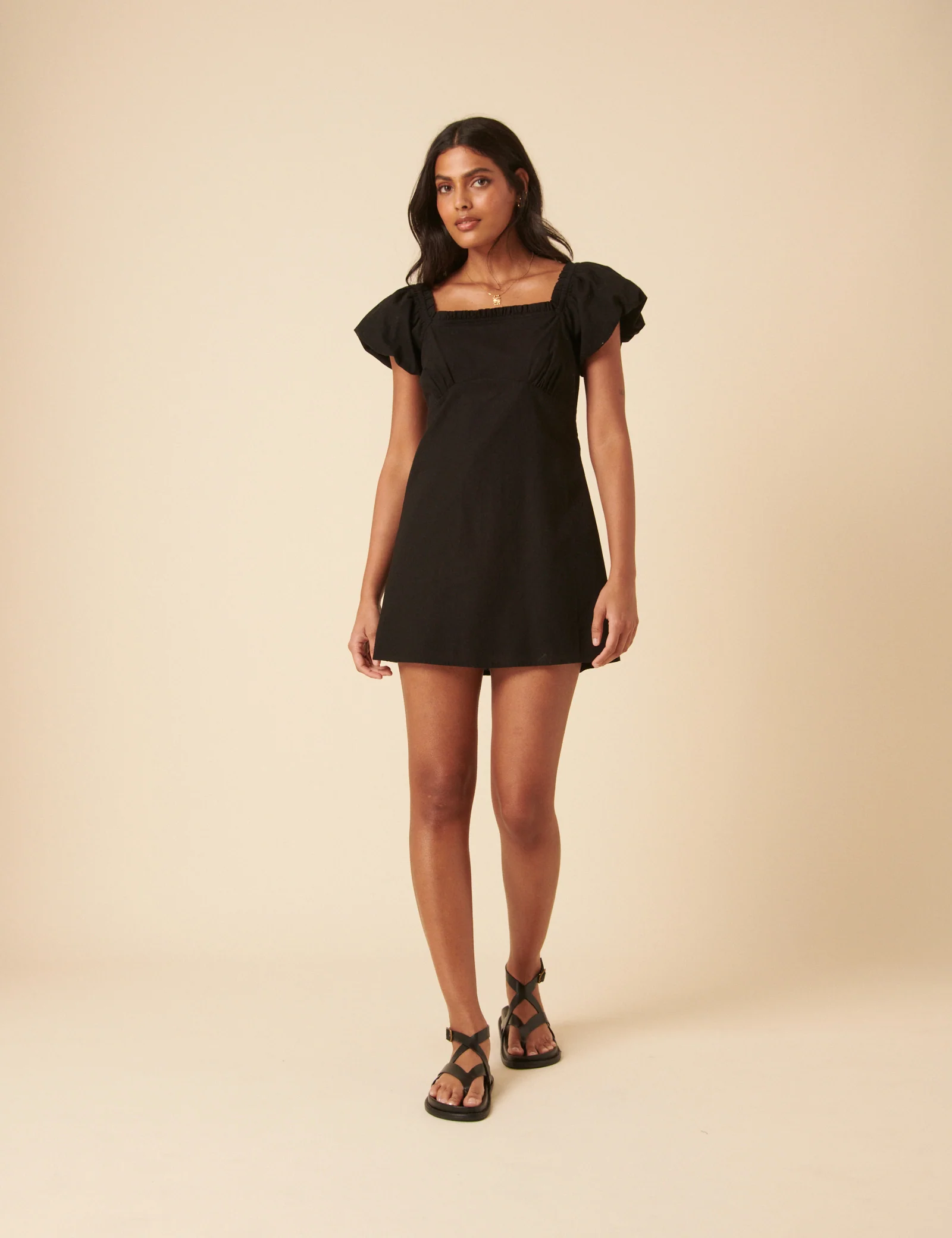 Black Puff Sleeve Ramona Mini Dress - Image 2