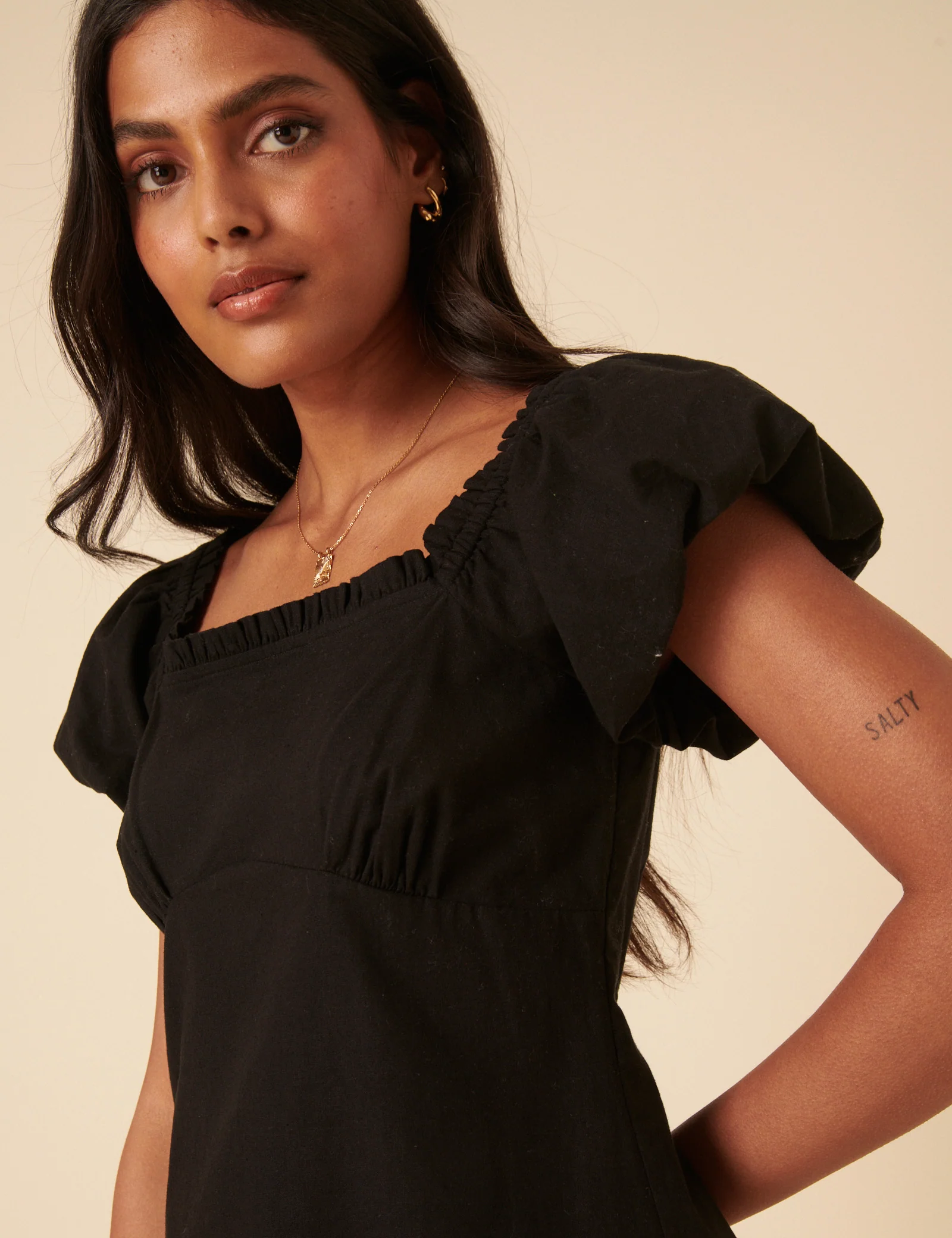 Black Puff Sleeve Ramona Mini Dress - Image 3
