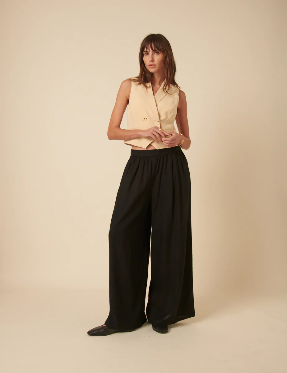 Black Linen-blend Jerrow Wide Leg Trousers - Image 4