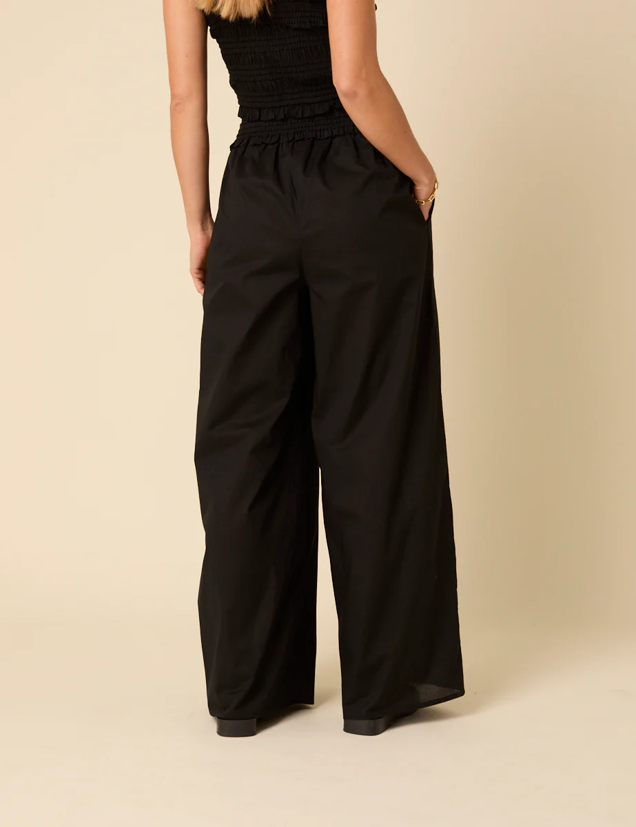 Black Ruffle Wide Leg Trousers - Image 5