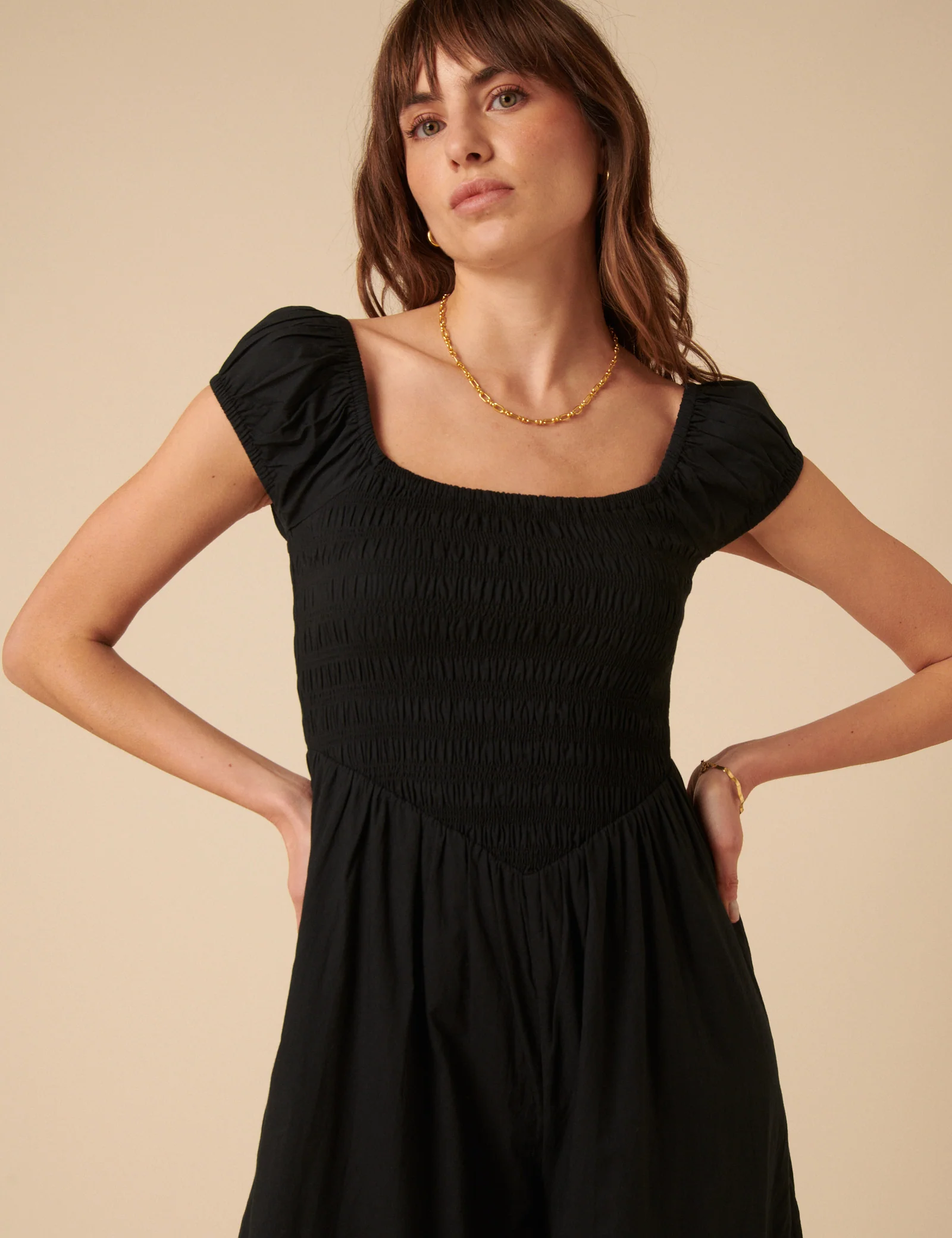 Black Shirred Bodice Alaska Jumpsuit - Image 2