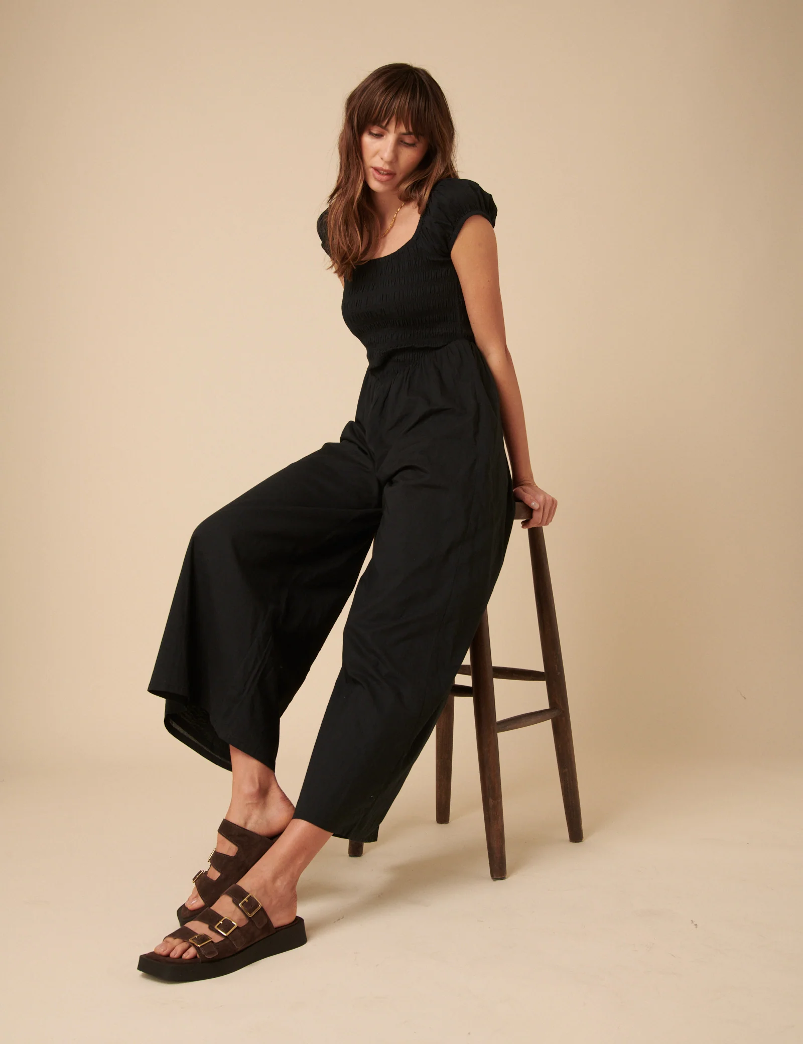 Black Shirred Bodice Alaska Jumpsuit - Image 3
