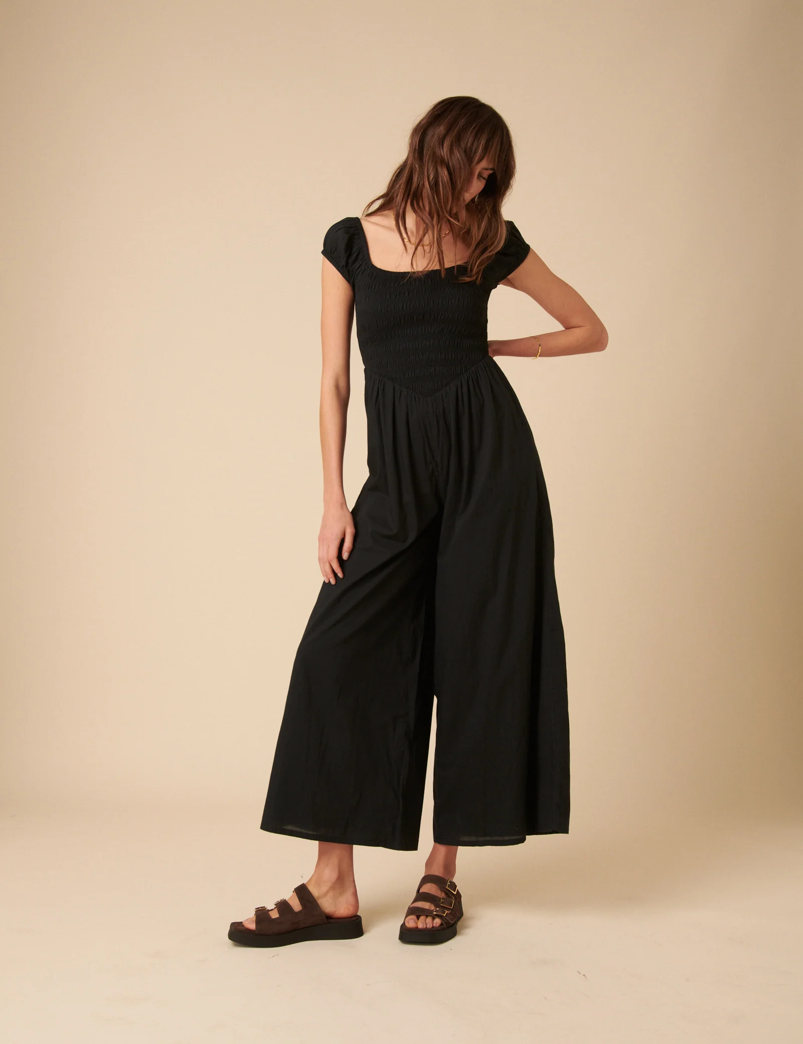 Black Shirred Bodice Alaska Jumpsuit - Image 4