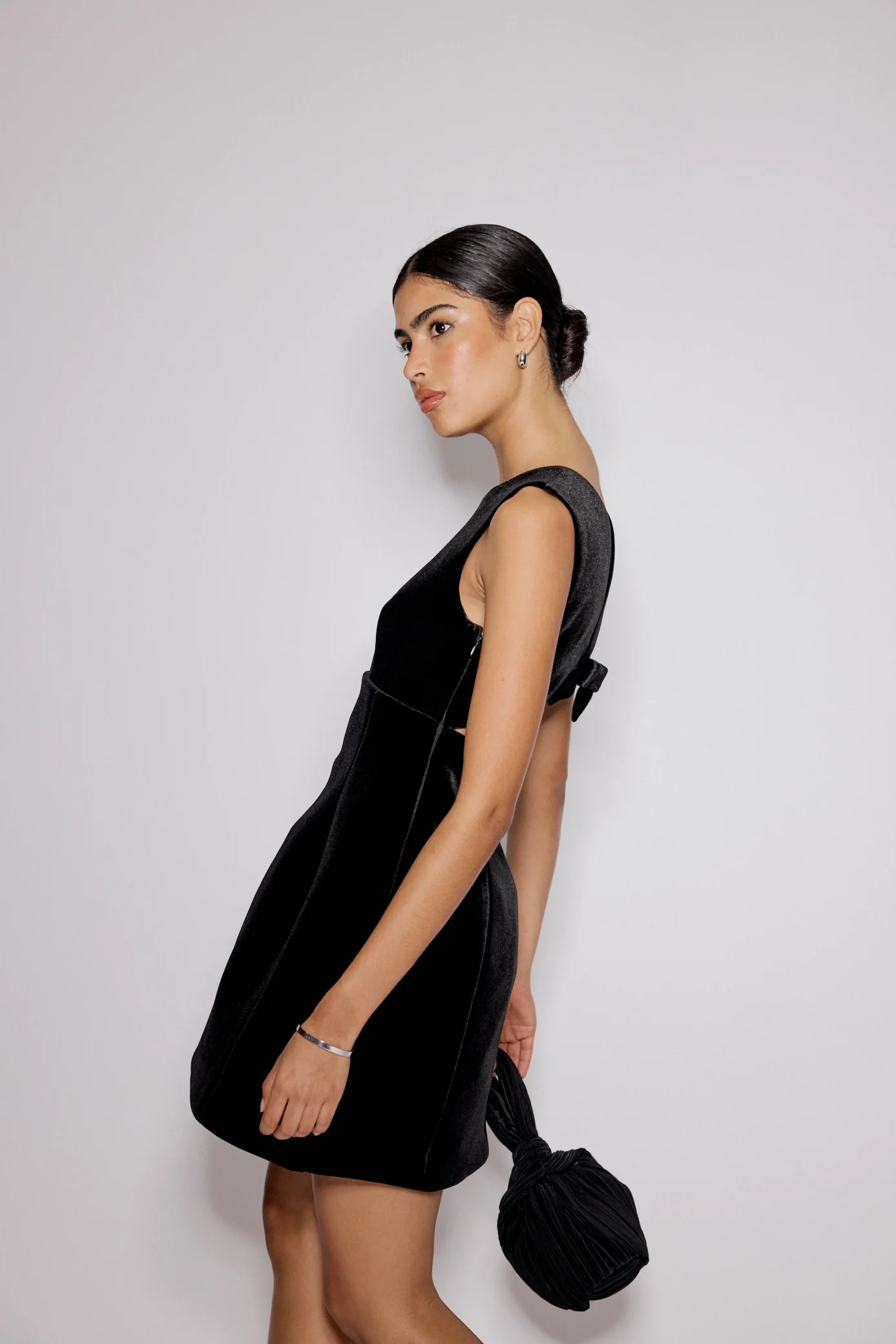 Black Velvet A-line Gemini Mini Dress - Image 3
