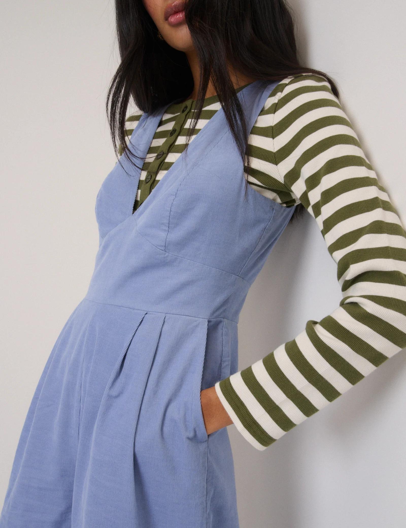 Blue Cord Sleeveless Arizona Jumpsuit - Image 2