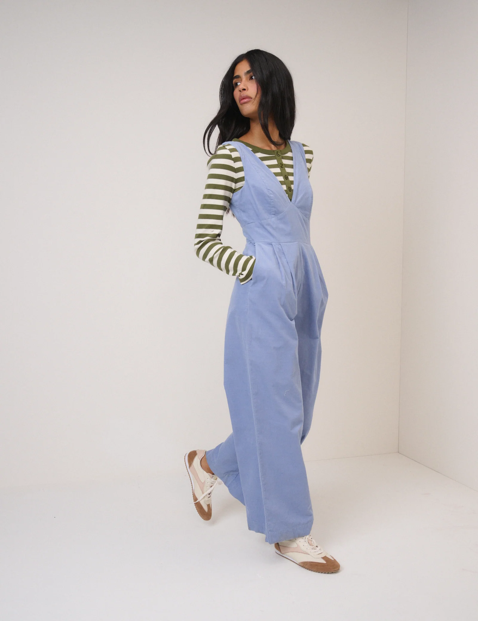 Blue Cord Sleeveless Arizona Jumpsuit - Image 4