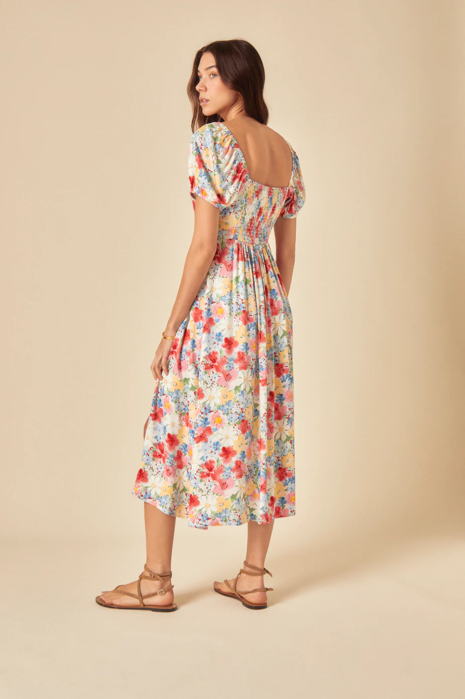 Blue Floral Leith Midi Dress - Image 3