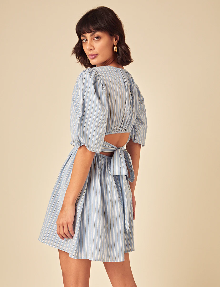 Blue Pintstripe Zelda Mini Dress - Image 2