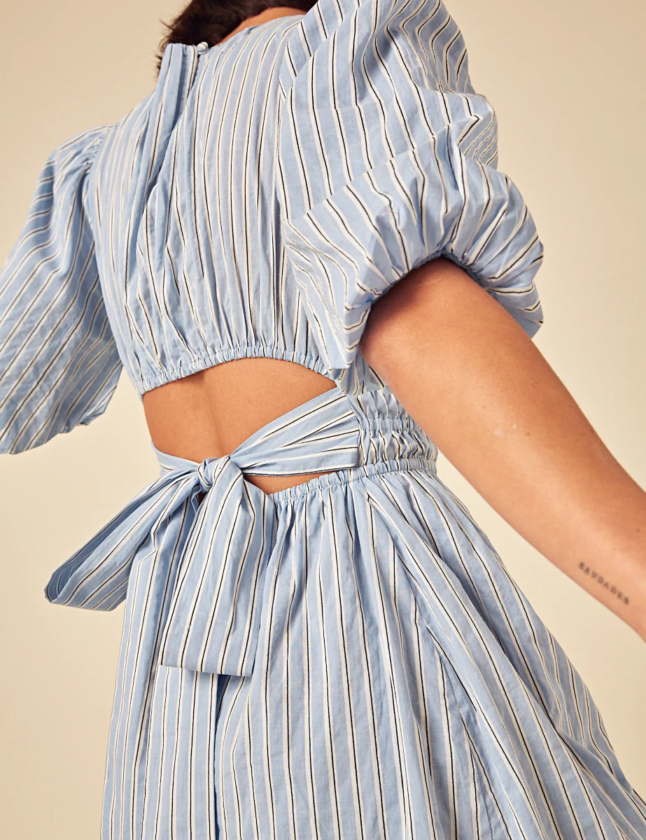 Blue Pintstripe Zelda Mini Dress - Image 3