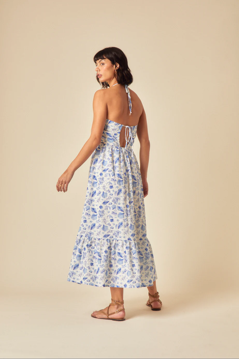 Blue Shell Print Bellerose Midi Dress - Image 2