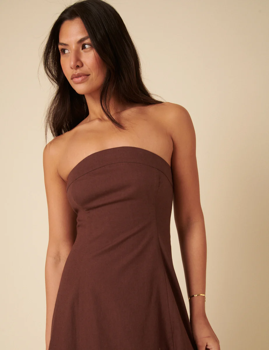 Brown Bandeau Gayle Midi Dress - Image 2