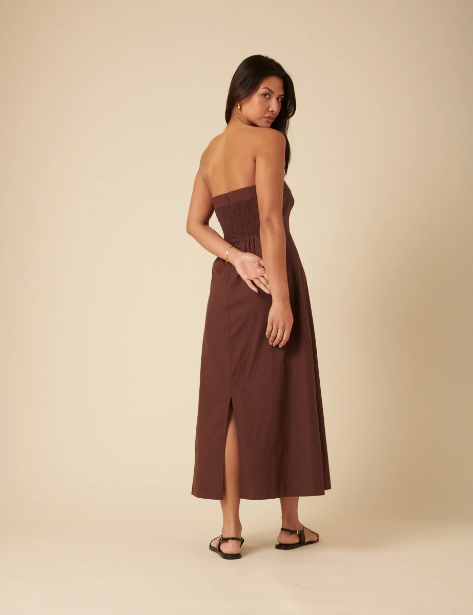 Brown Bandeau Gayle Midi Dress - Image 5