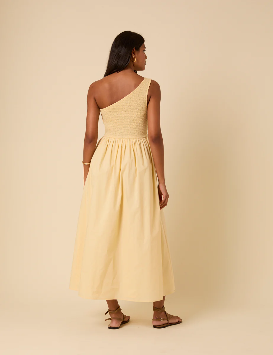 Butter Yellow Asymmetrical Georgia Midaxi Dress - Image 4