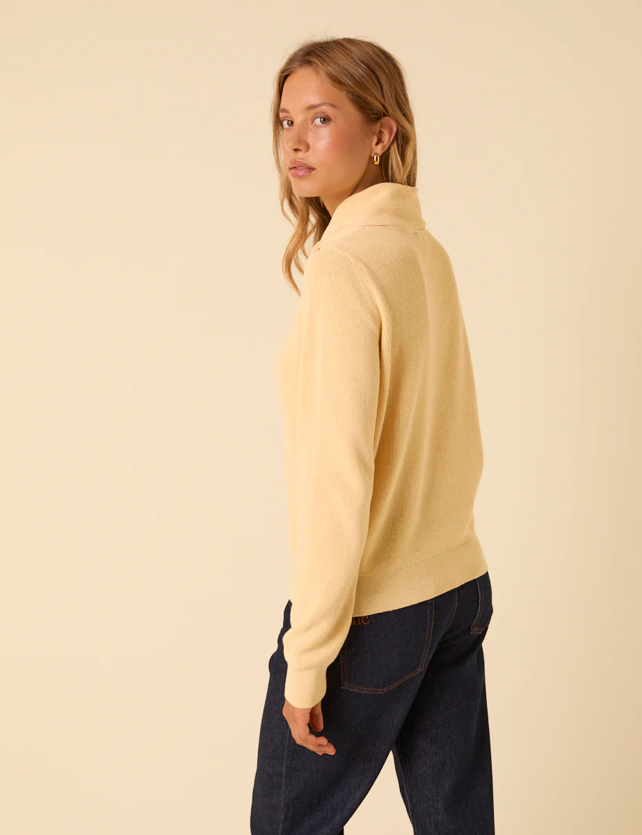 Butter Yellow Neck Tie Scarf Cardigan - Image 6