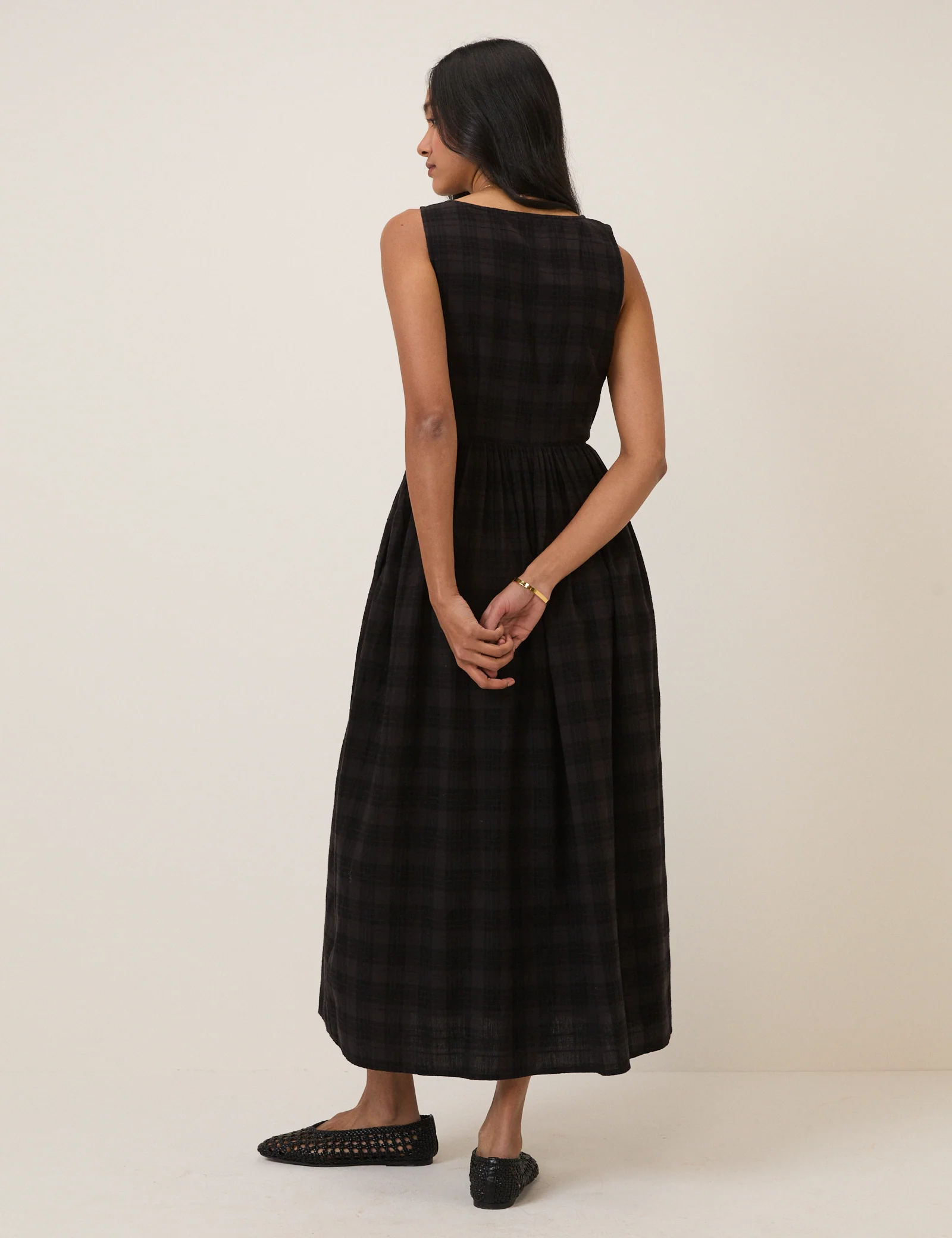 Black Check Cora Midi Dress - Image 5
