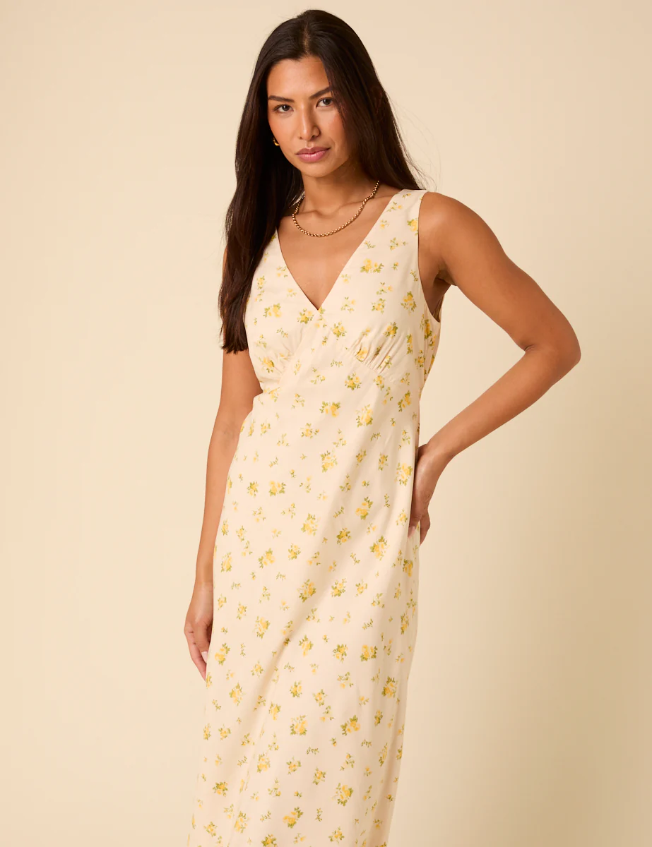 Cream Ditsy Floral Helena Midi Dress - Image 3