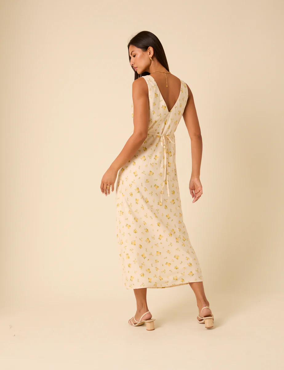 Cream Ditsy Floral Helena Midi Dress - Image 5