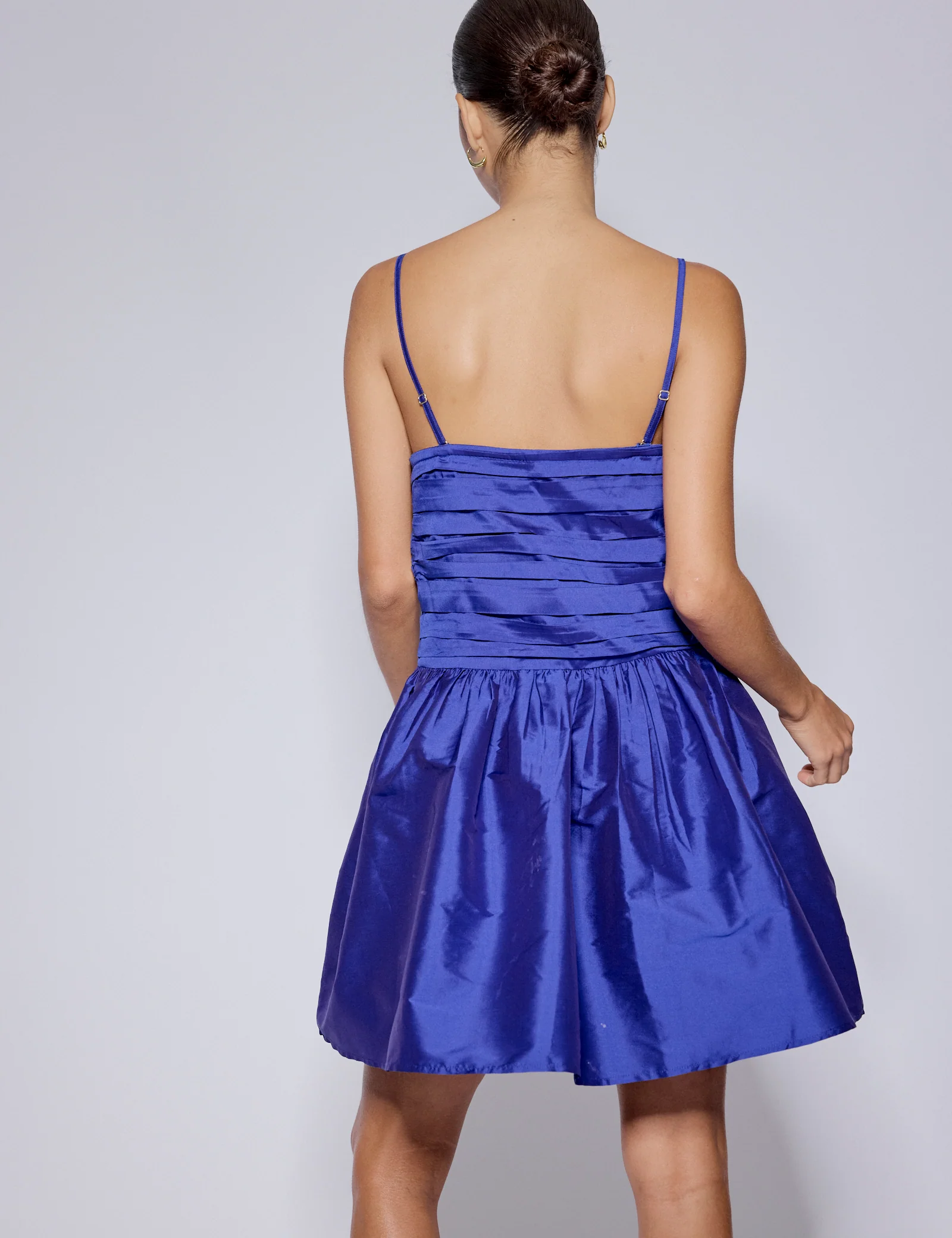 Electric Blue Satin Bandeau Felicity Mini Dress - Image 5