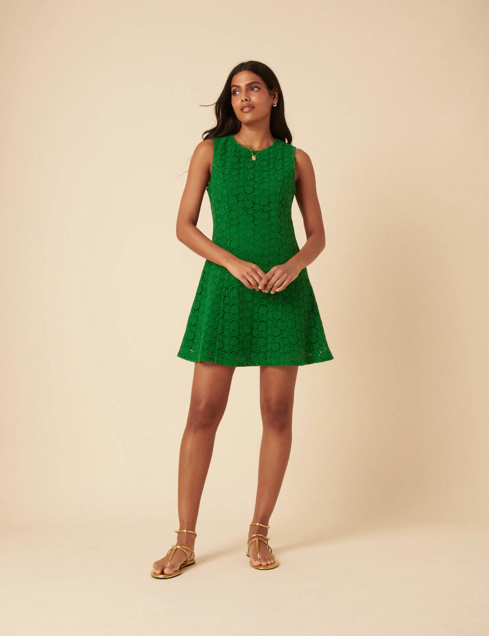 Green Floral Broderie Anglaise Juno Mini Dress - Image 4