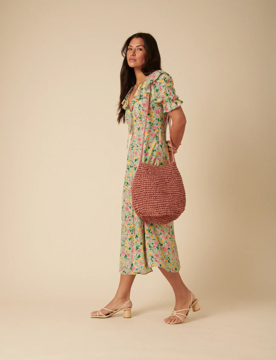 Green Floral Caitlin Midi Dress - Image 4