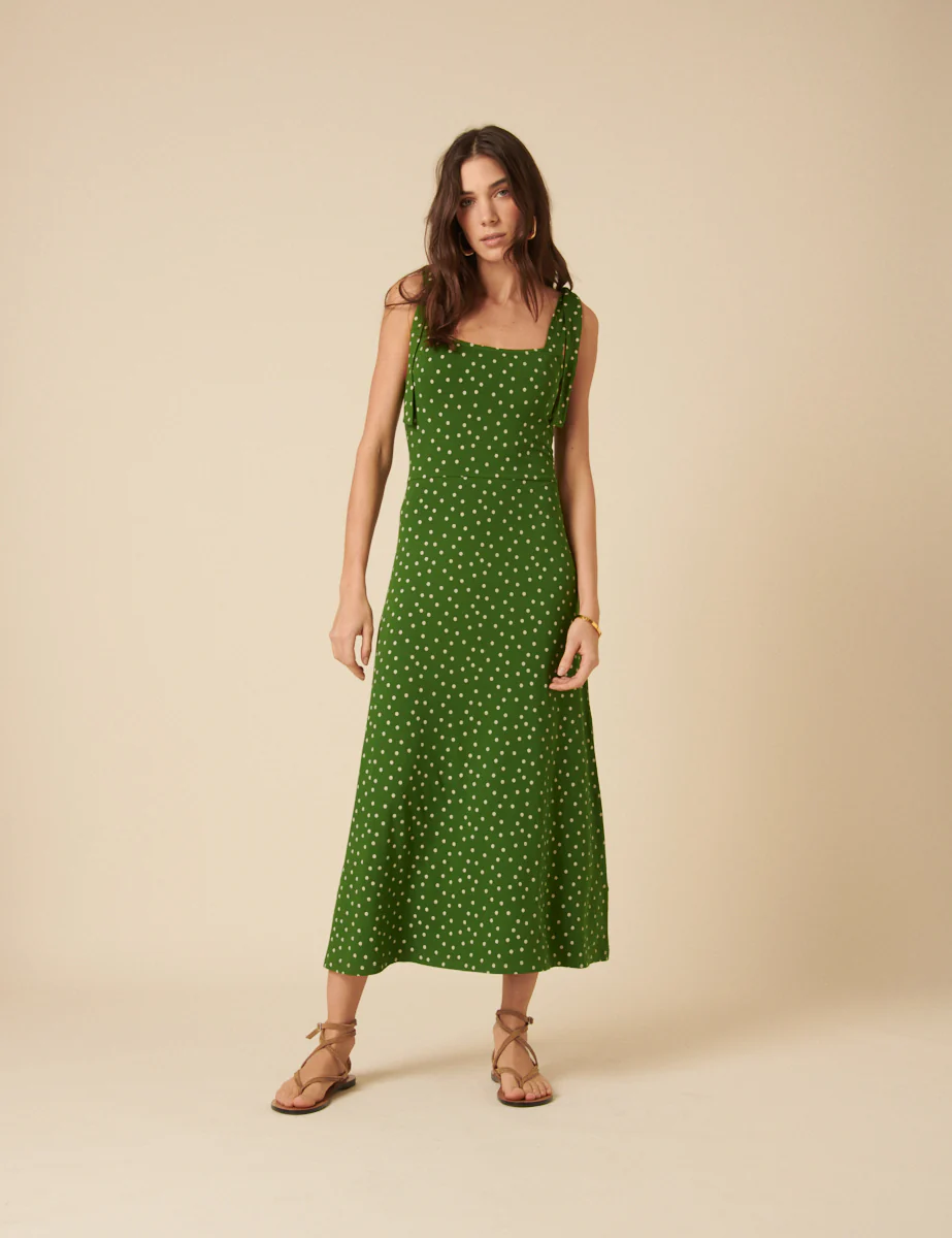 Green Polka Dot Adrian Midi Dress - Image 3