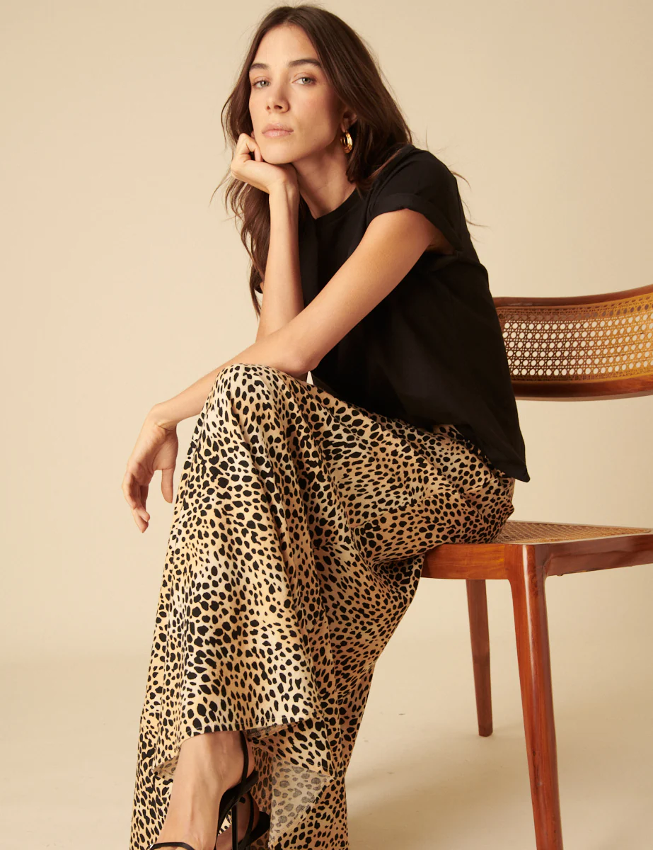 Leopard Print Linen-blend Mila Maxi Skirt - Image 4