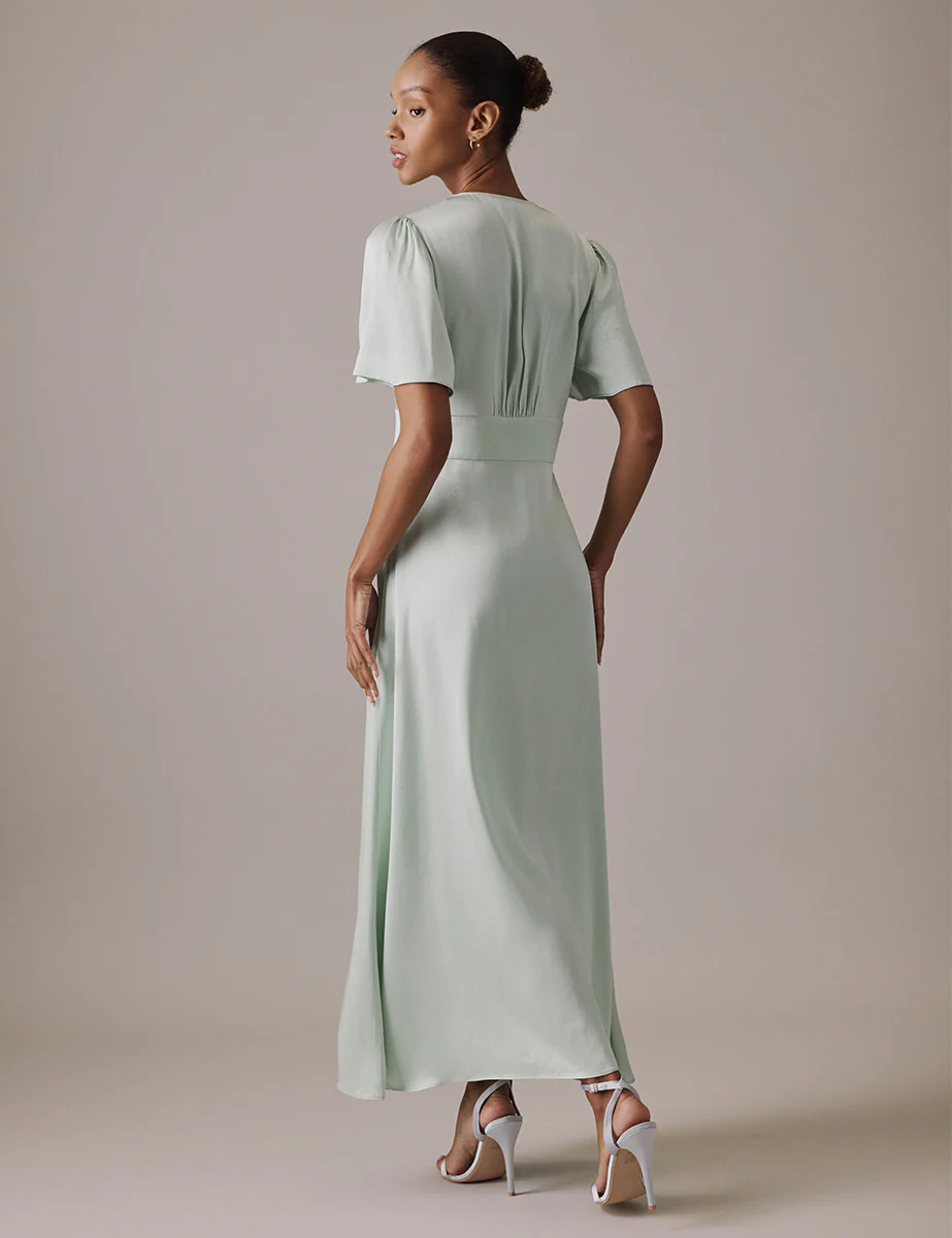 Soft Green V Neck Midi Erin Dress - Image 5