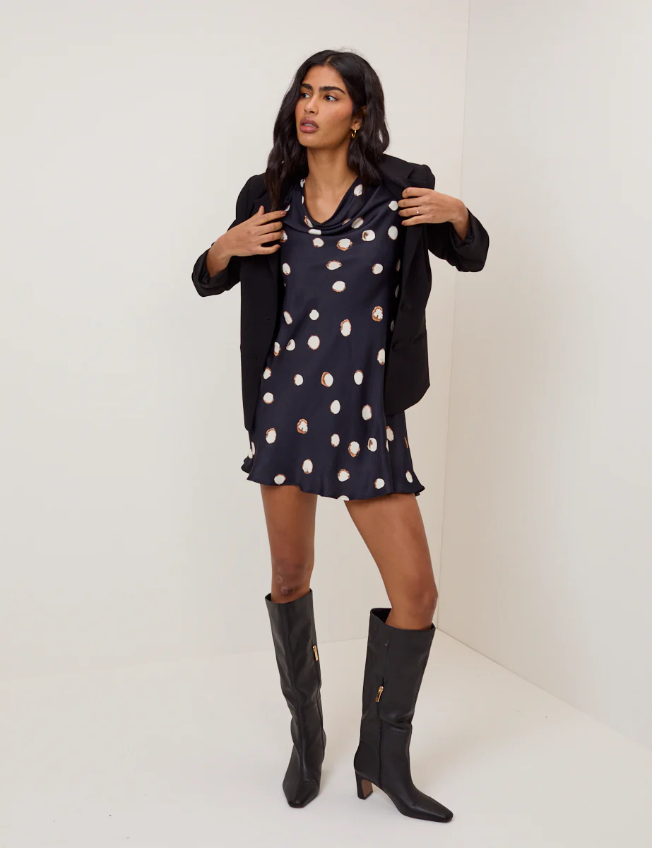 Navy Polka Dot Leighton Mini Dress - Image 5
