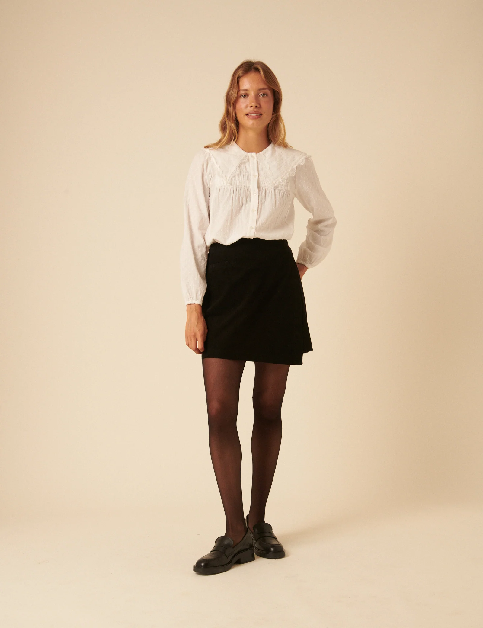 Black Asymmetrical Mini Skirt - Image 3