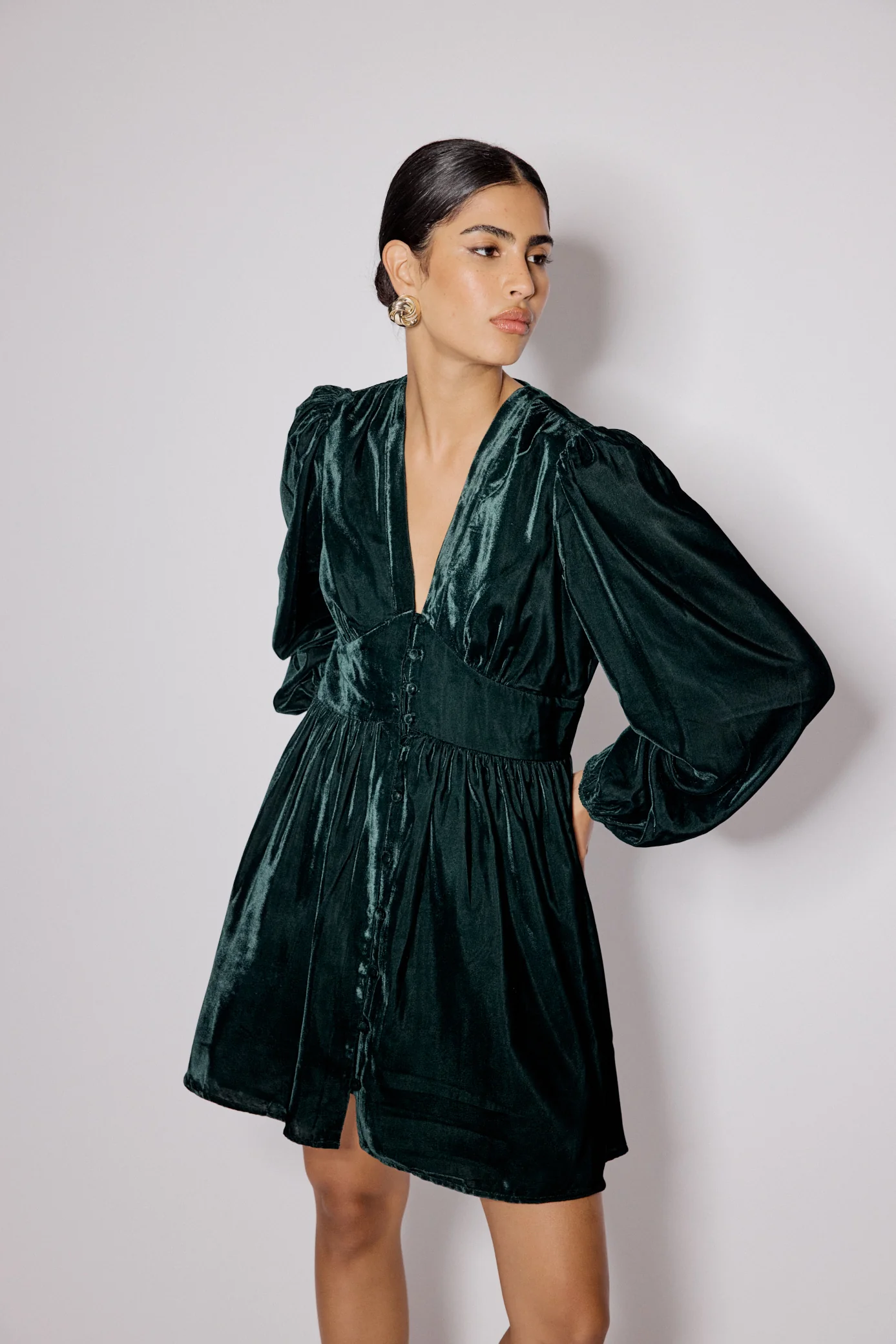 Green Velvet Starlight Mini Dress - Image 3