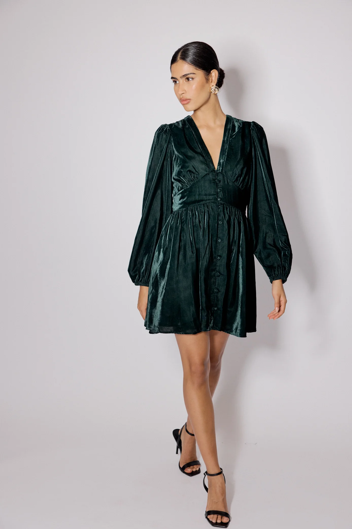 Green Velvet Starlight Mini Dress - Image 4