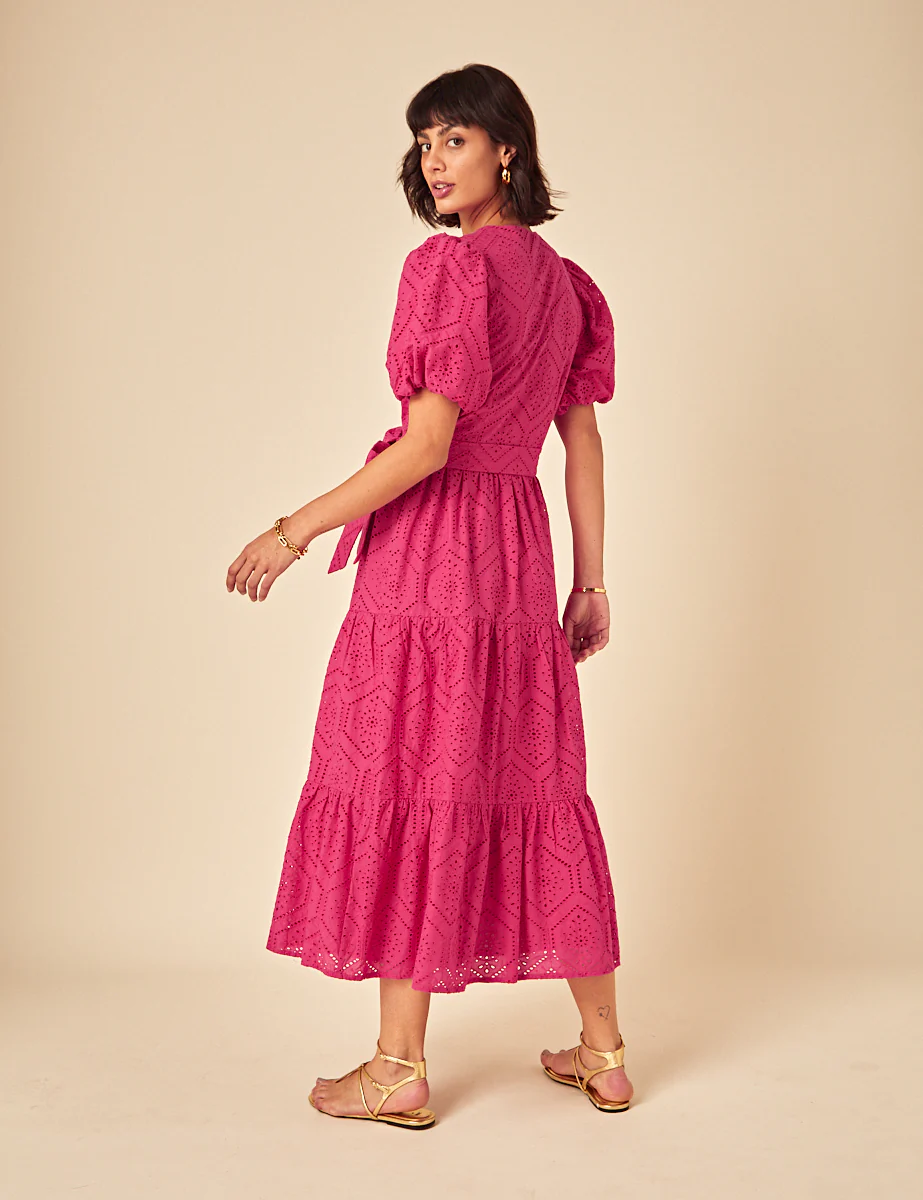 Pink Broderie Anglaise Marla Midi Dress - Image 5