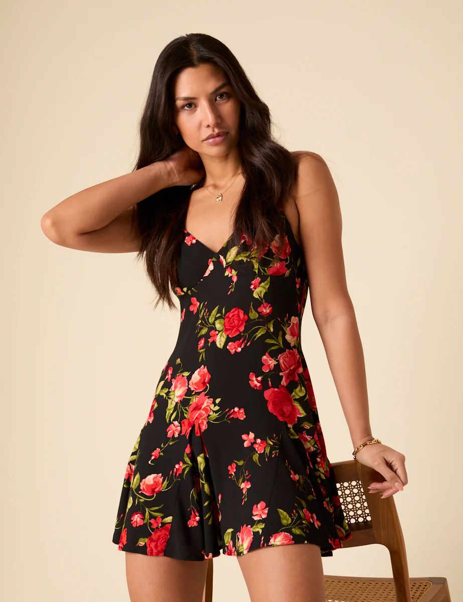 Poppy Delevingne Black Floral Cush Mini Dress - Image 3