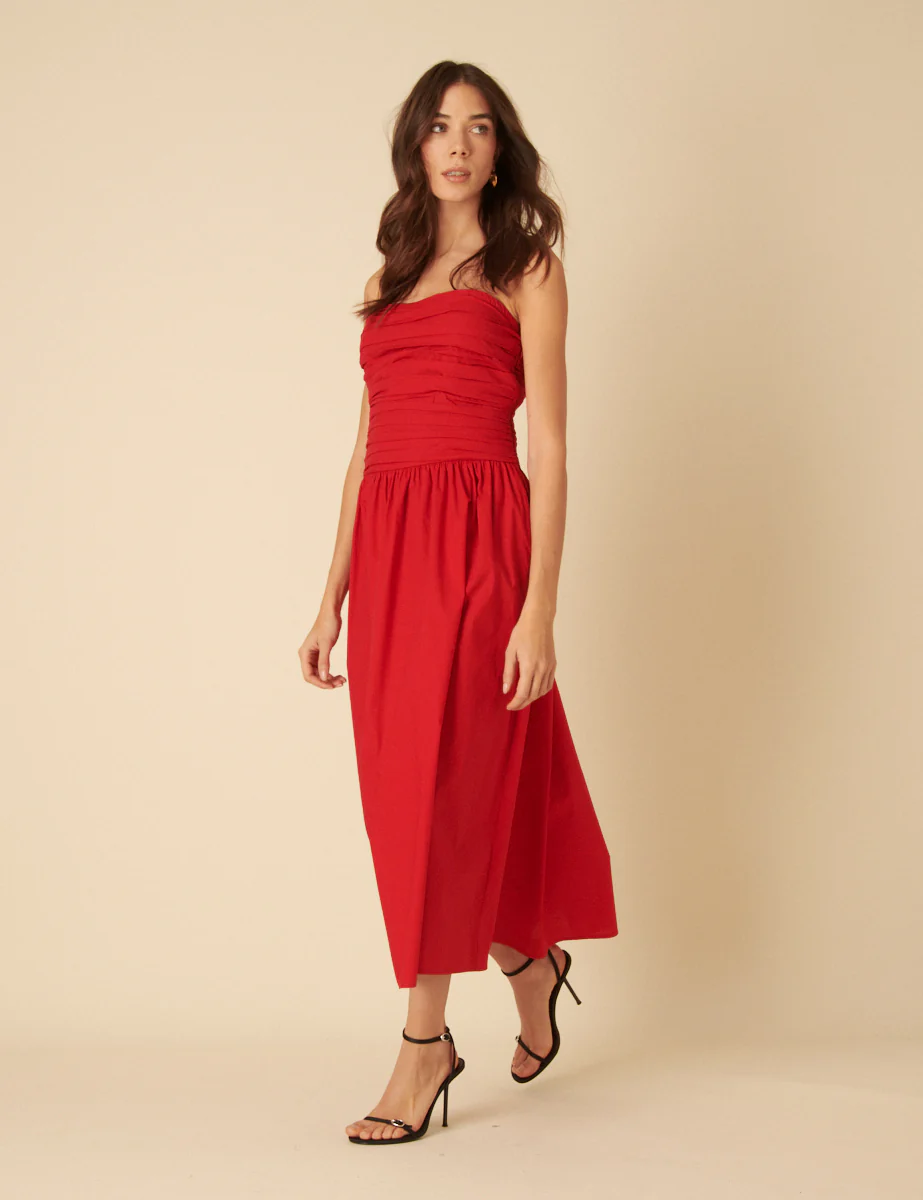 Red Bandeau Felicity Midi Dress - Image 2