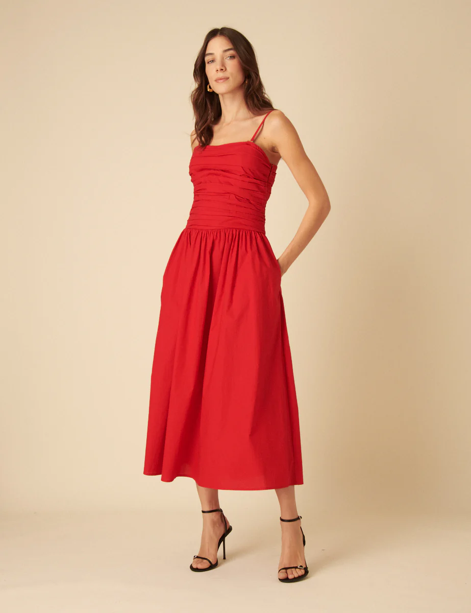 Red Bandeau Felicity Midi Dress - Image 4