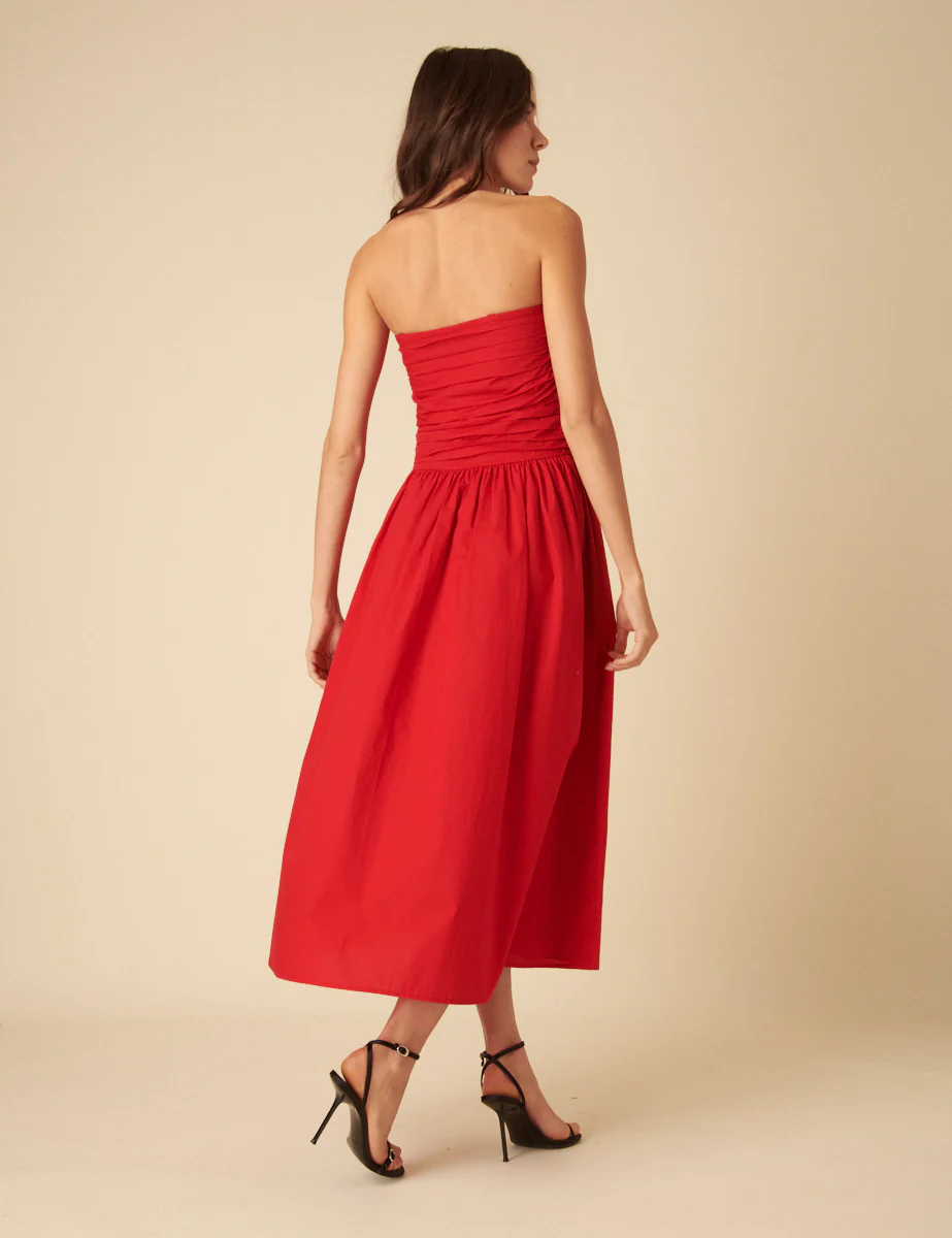Red Bandeau Felicity Midi Dress - Image 6