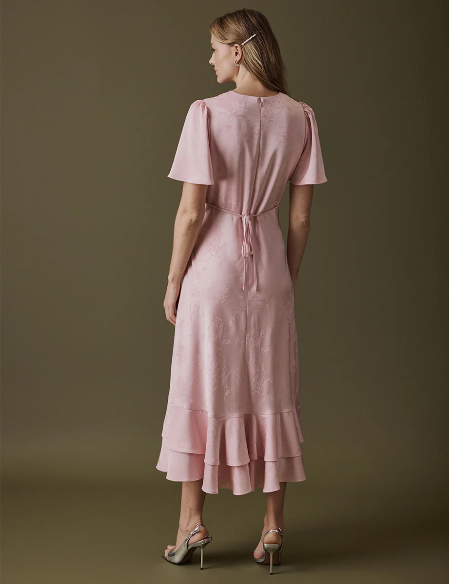 Soft Pink V Neck Midi Alaina Dress - Image 5