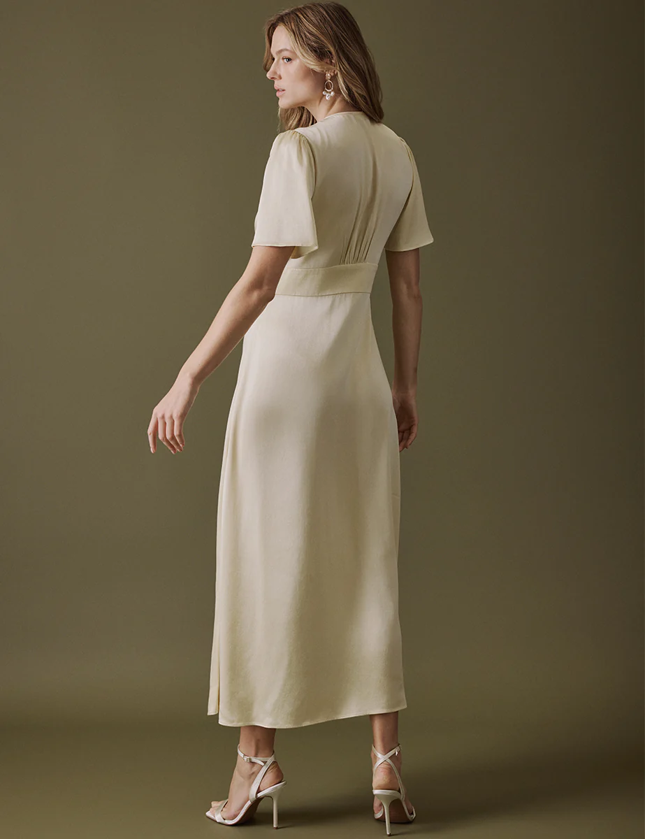 Butter Yellow V Neck Midaxi Erin Dress - Image 4