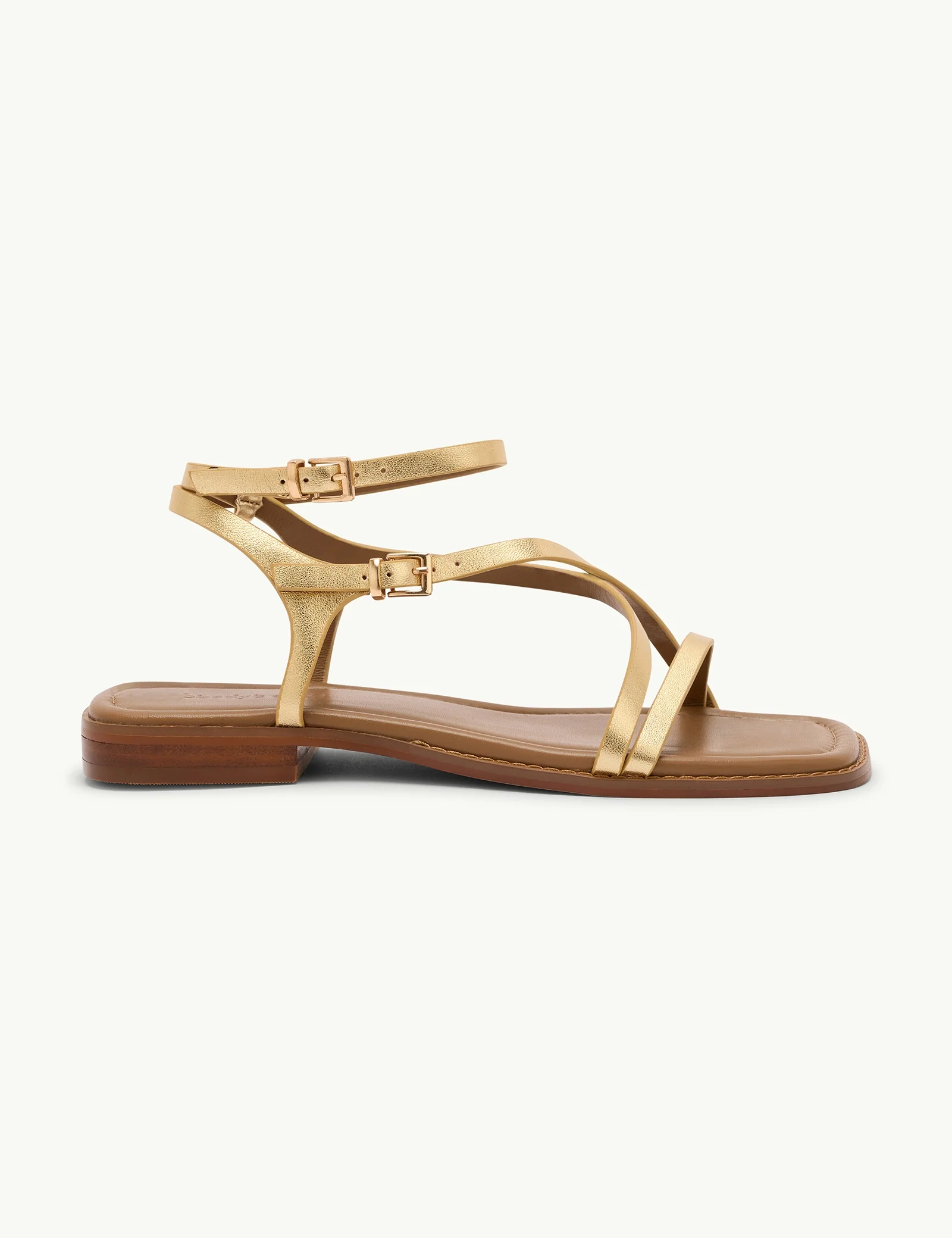 Gold Square Toe Strappy Sandals - Image 4