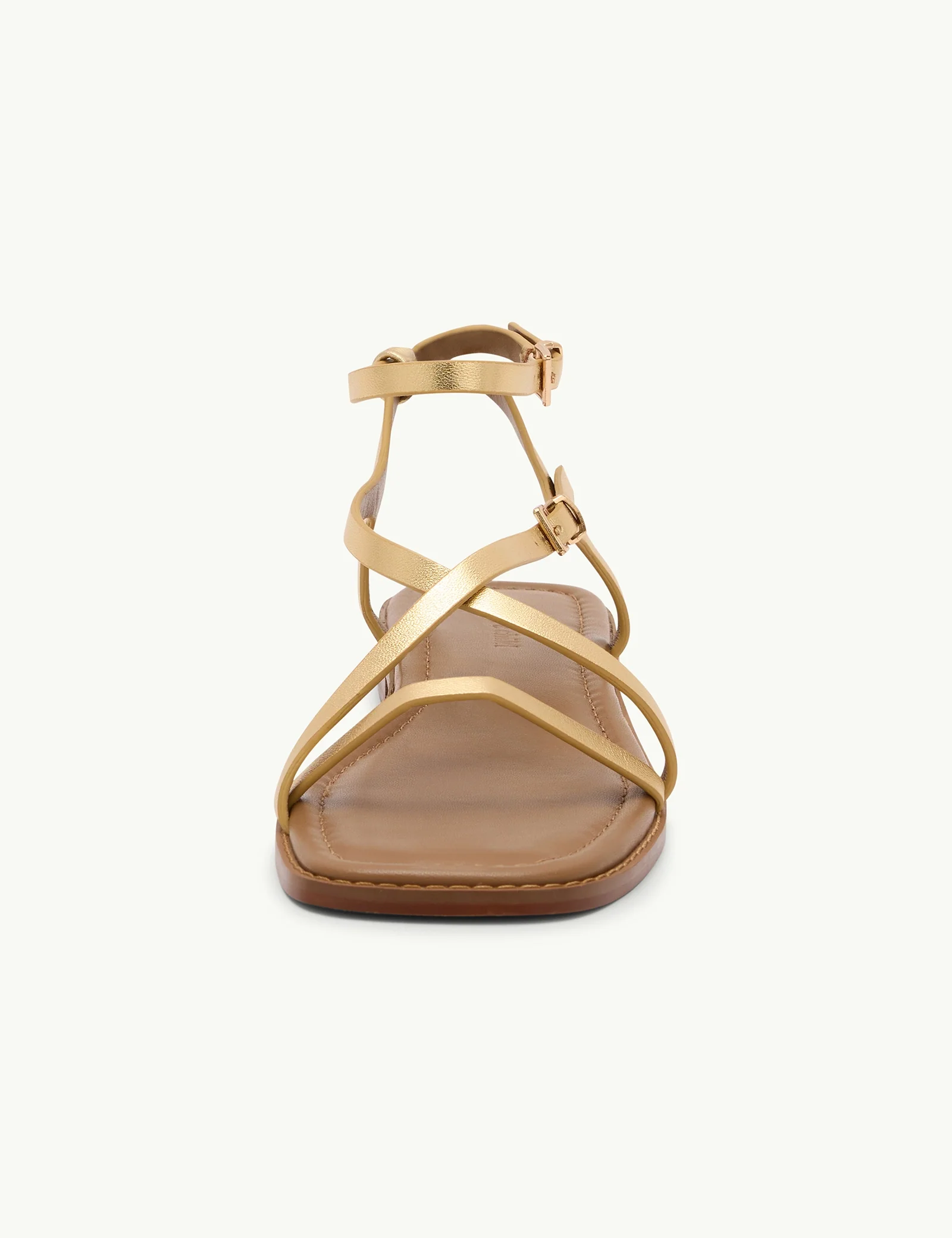 Gold Square Toe Strappy Sandals - Image 5