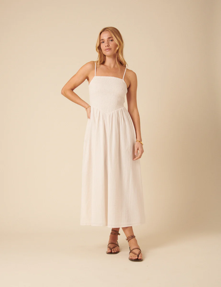Stone Ruched Drop Waist Imogen Midi Dress