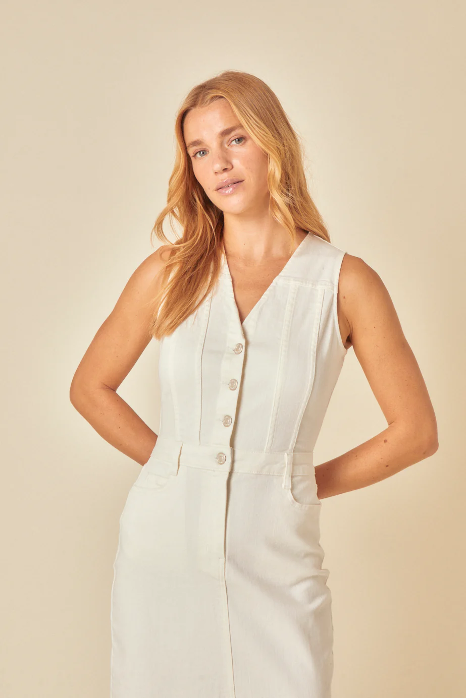 White Denim Mayflower Midi Dress - Image 3