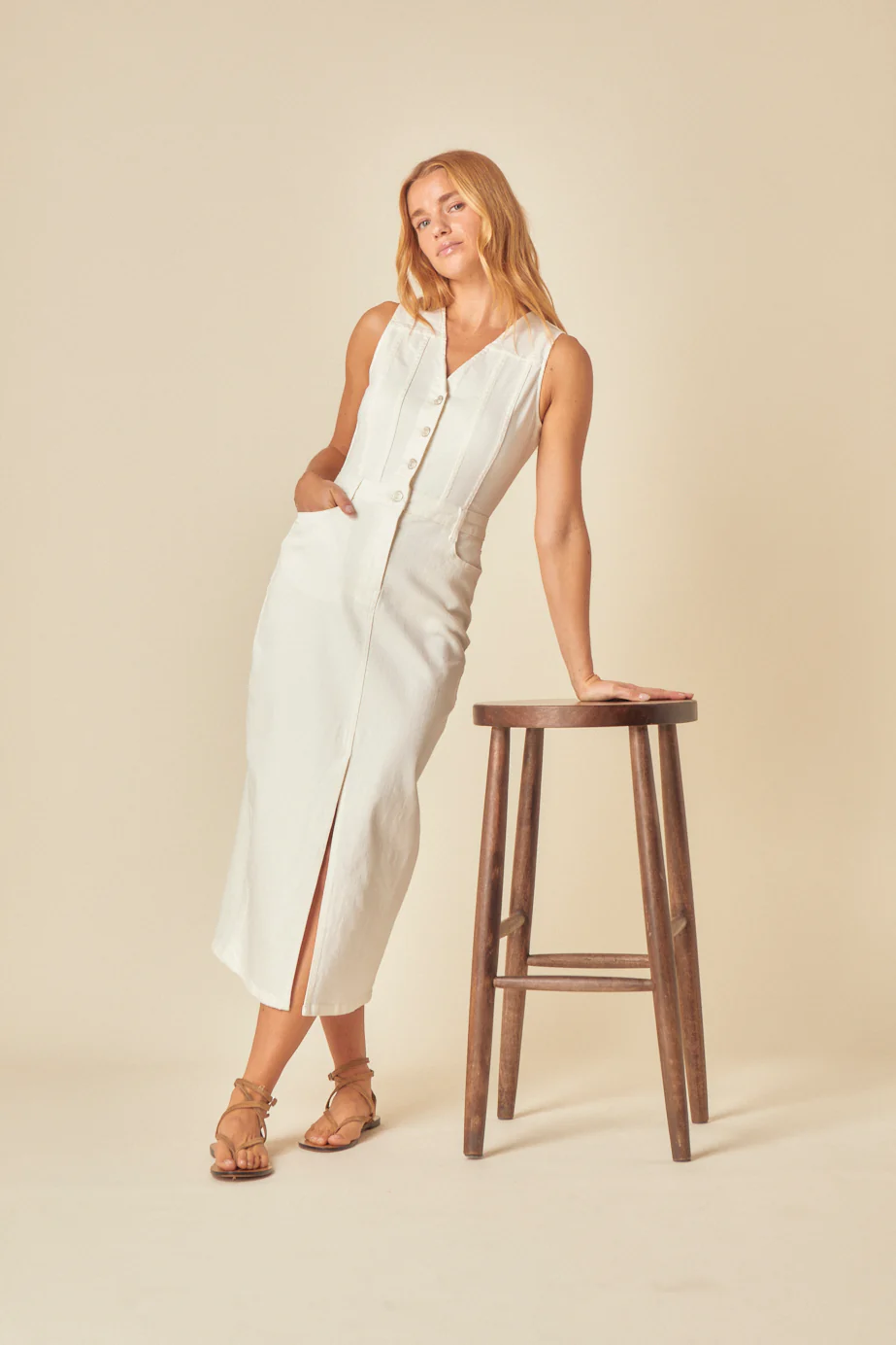 White Denim Mayflower Midi Dress - Image 5